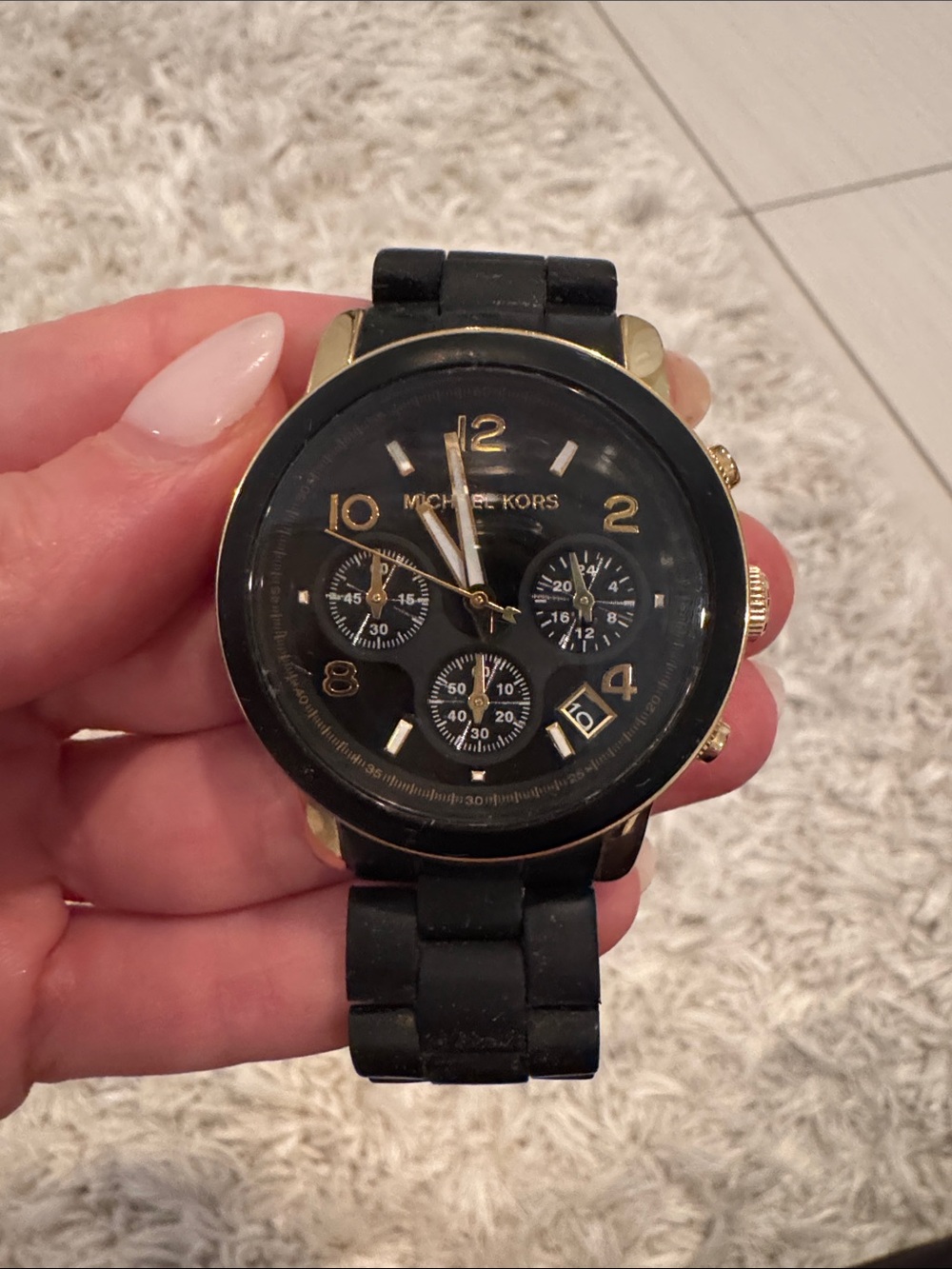 Michael Kors Black and Gold Chronograph Watch
